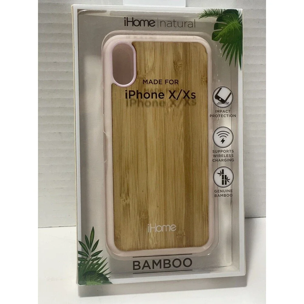 iHome Natural iPhone X/Xs Phone Case Bamboo Pink. New In Box